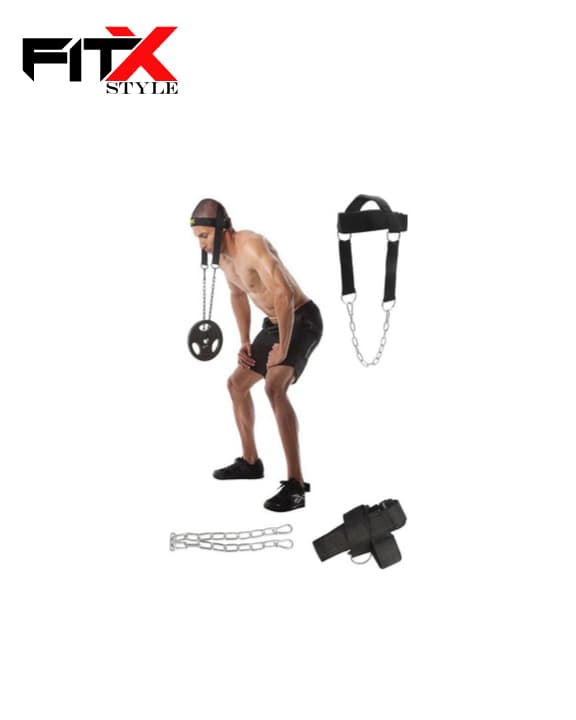 Fitness Neck Head Harness Neck Training Weight Lifting Strength Trainer with Adjustable Long Steel Chain 